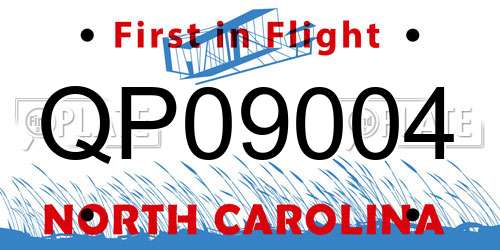 QP09004 North Carolina License Plate