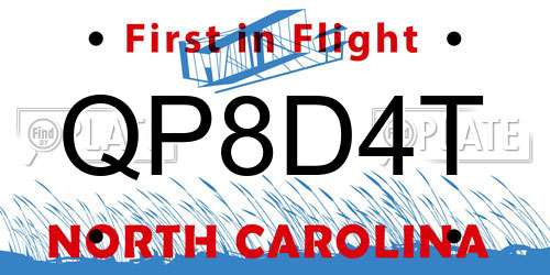 QP8D4T North Carolina License Plate