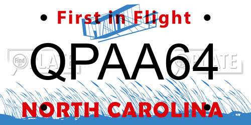 QPAA64 North Carolina License Plate