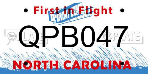 QPB047 North Carolina License Plate