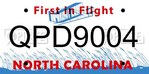 QPD9004 North Carolina License Plate