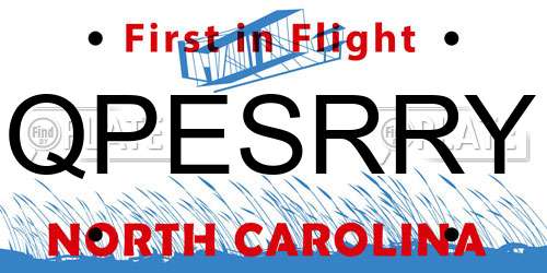 QPESRRY North Carolina License Plate