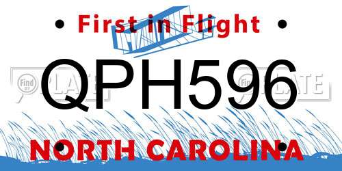 QPH596 North Carolina License Plate