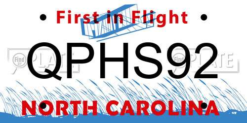 QPHS92 North Carolina License Plate