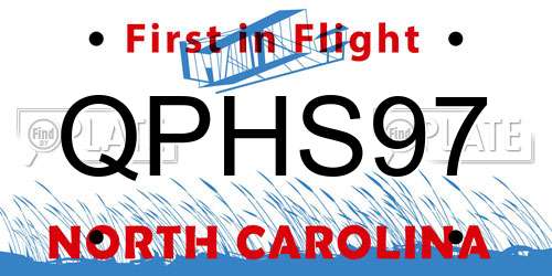 QPHS97 North Carolina License Plate