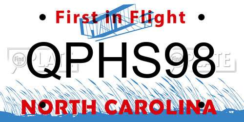 QPHS98 North Carolina License Plate