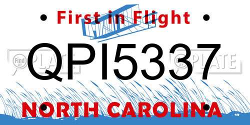 QPI5337 North Carolina License Plate