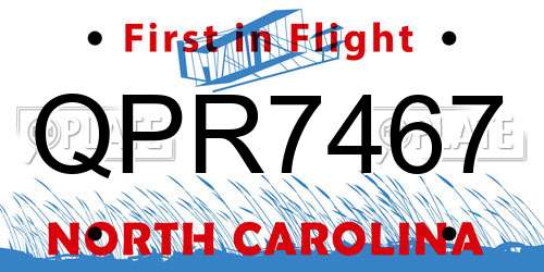 QPR7467 North Carolina License Plate