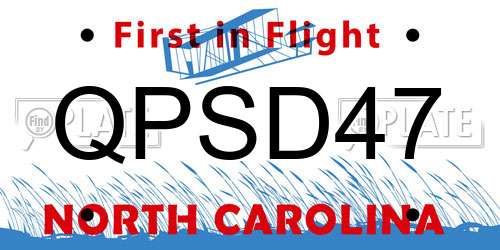 QPSD47 North Carolina License Plate