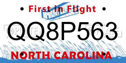 QQ8P563 North Carolina License Plate