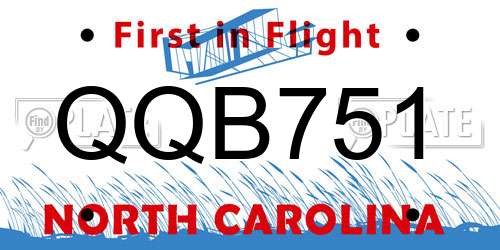 QQB751 North Carolina License Plate
