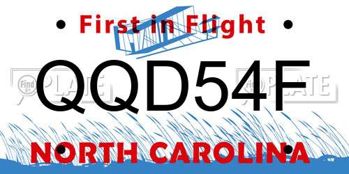 QQD54F North Carolina License Plate