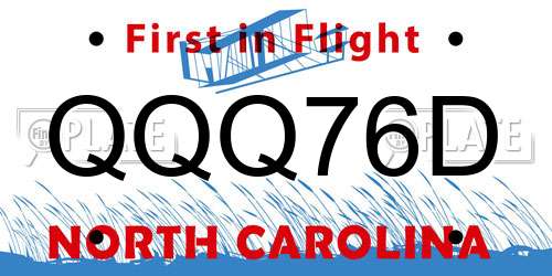 QQQ76D North Carolina License Plate