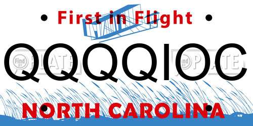 QQQQIOC North Carolina License Plate