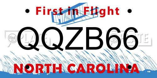 QQZB66 North Carolina License Plate