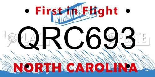 QRC693 North Carolina License Plate