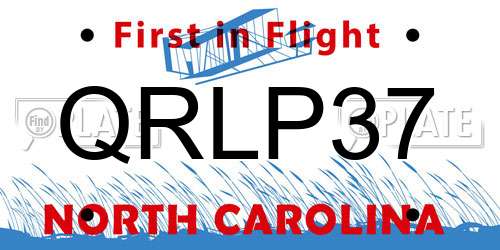 QRLP37 North Carolina License Plate