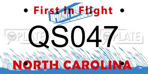 QS047 North Carolina License Plate
