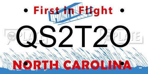 QS2T2O North Carolina License Plate