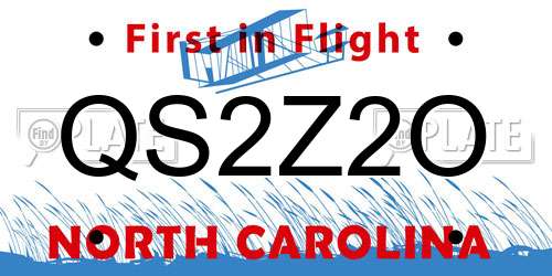 QS2Z2O North Carolina License Plate