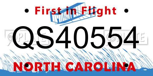 QS40554 North Carolina License Plate
