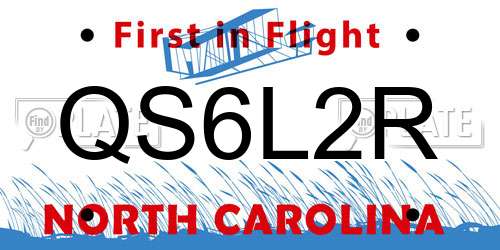 QS6L2R North Carolina License Plate