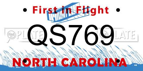 QS769 North Carolina License Plate