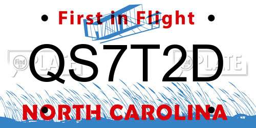 QS7T2D North Carolina License Plate