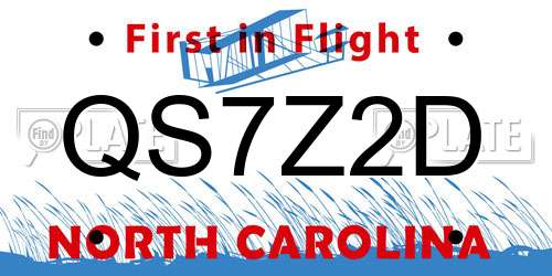 QS7Z2D North Carolina License Plate
