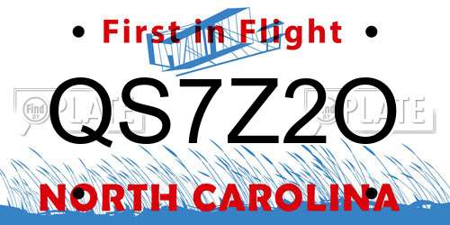QS7Z2O North Carolina License Plate