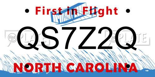 QS7Z2Q North Carolina License Plate