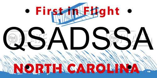 QSADSSA North Carolina License Plate