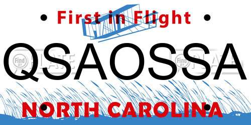 QSAOSSA North Carolina License Plate