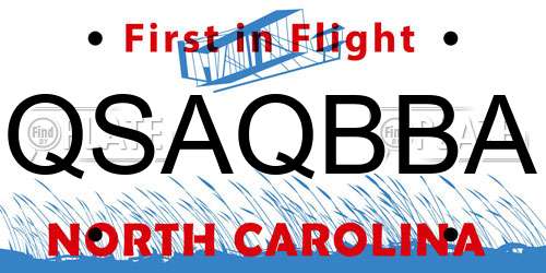QSAQBBA North Carolina License Plate