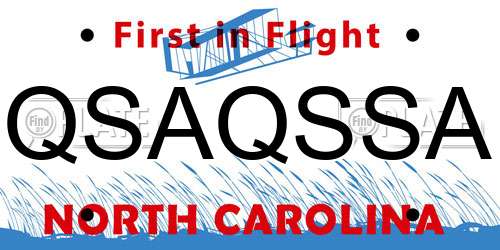 QSAQSSA North Carolina License Plate