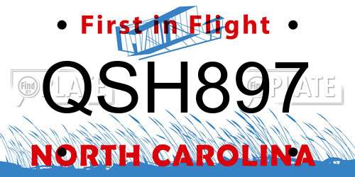 QSH897 North Carolina License Plate