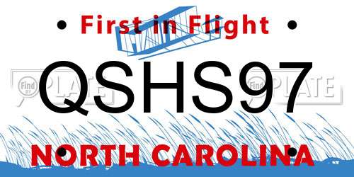 QSHS97 North Carolina License Plate