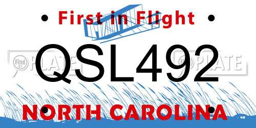 QSL492 North Carolina License Plate