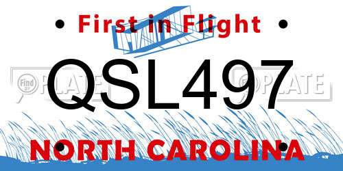 QSL497 North Carolina License Plate