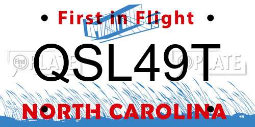 QSL49T North Carolina License Plate
