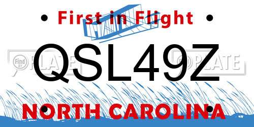 QSL49Z North Carolina License Plate