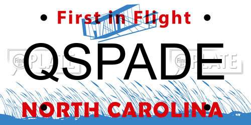 QSPADE North Carolina License Plate