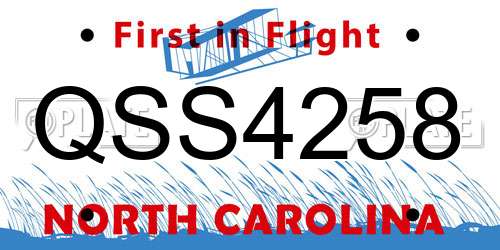 QSS4258 North Carolina License Plate