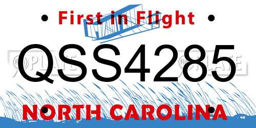 QSS4285 North Carolina License Plate