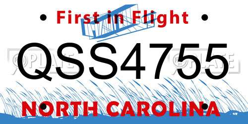 QSS4755 North Carolina License Plate
