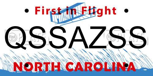 QSSAZSS North Carolina License Plate