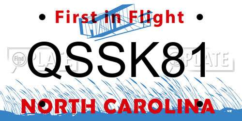QSSK81 North Carolina License Plate