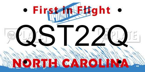 QST22Q North Carolina License Plate