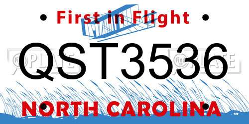 QST3536 North Carolina License Plate