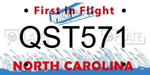 QST571 North Carolina License Plate